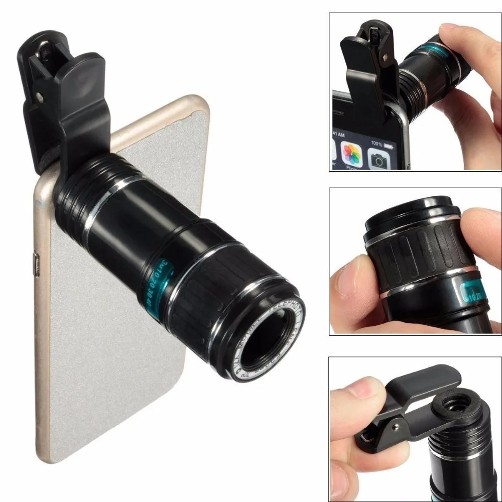 2017 мобильный Оптические стёкла комплект 12X зум телеобъектив телескоп Fisheye