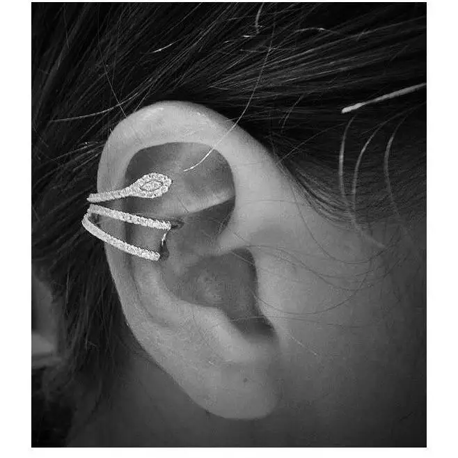 1 шт. милые серьги каффы в виде змеи розовое золото и искусственная змея одиночные