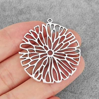 10pcs tibetan silver hollow open flower filigree branch charms pendants for necklace making jewelry findings 37x37mm