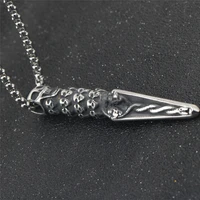 vintage stainless steel skull head sword pendants chain necklaces for men jewelry
