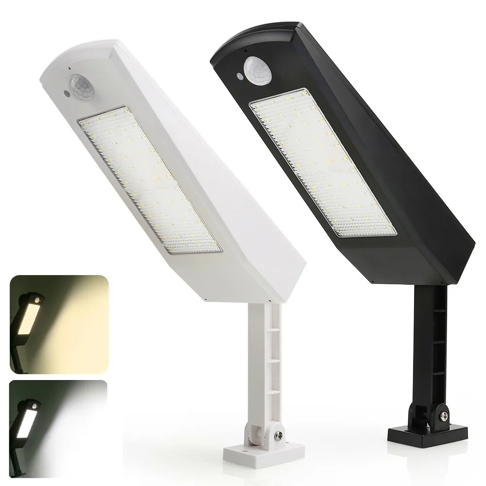 

Solar Powered LED Lamp Motion Sensor Outdoor Waterproof Security Lighting For Garden Wall 48LEDs Four Modes Pole Solar Lamp