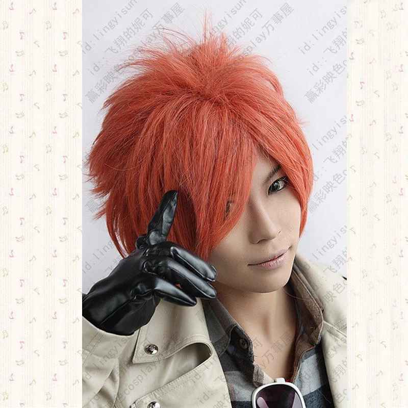 Парик для студентов старшей школы Ouran Hikaru hitachiin.599 оранжево красный короткий