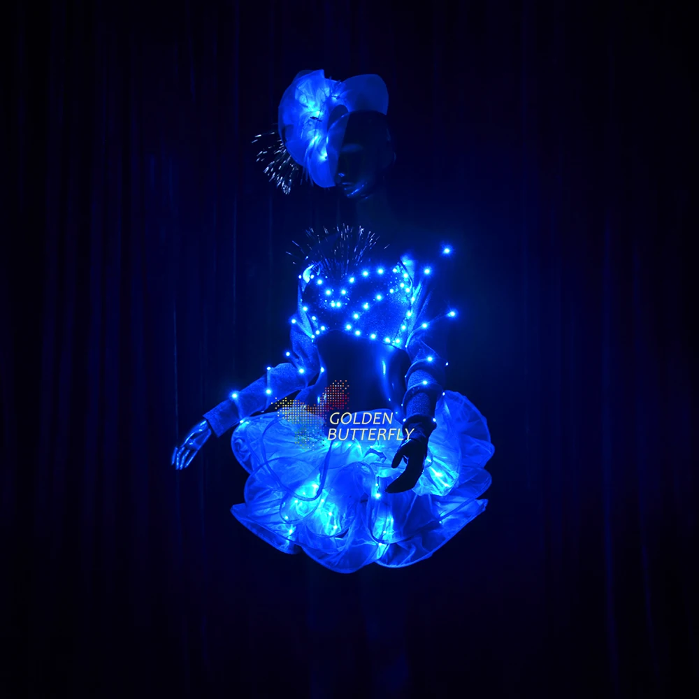 Светодиодное платье свадебные платья светящиеся короткие светящаяся одежда