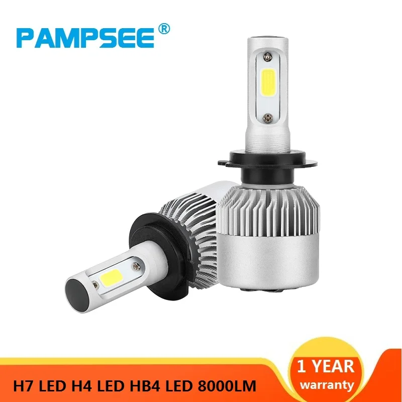 PAMPSEE H7 светодиодный турбо H4 Автомобильная фара Лампа COB H11/H8/H9 H1 H3 9005/HB3 9006/HB4 Hir2 H27