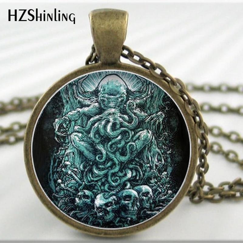 HZ-A377, модная новинка, Kraken Cthulhu подвеска, ожерелье из кабошона, винтажное длинное серебряное ожерелье с цепочкой, хорошее ювелирное изделие HZ1