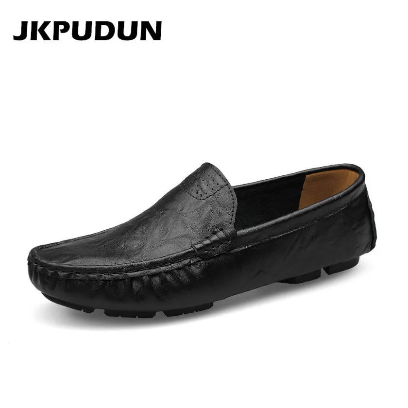 JKPUDUN Geunine/мужская кожаная обувь; повседневные мужские лоферы; дорогой итальянский бренд; Дизайнерские теплые меховые мокасины; мужские теннисные туфли; большие размеры 36-50