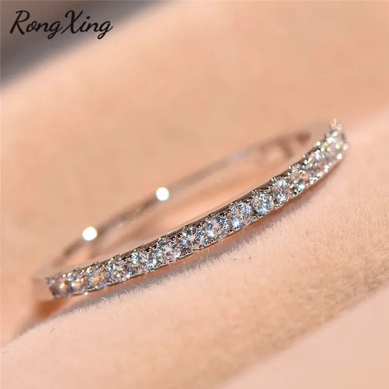 RongXing, маленькие круглые кольца с цирконием, золото/серебро/розовое золото, для женщин, обручальное кольцо, белое/желтое/розовое золото, заполненное сияющим камнем