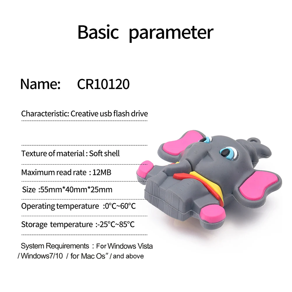 

Elephant 4GB 8GB 16GB 32GB 64GB USB Flash Drive Disk Memory Storage Stick Gift