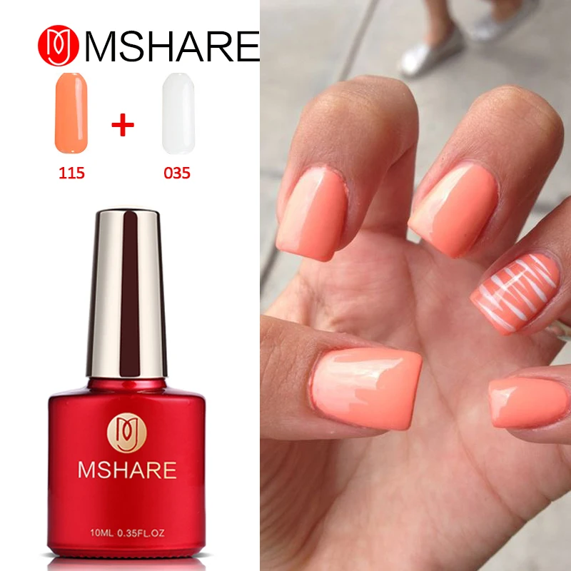 MSHARE украшения для ногтей оранжевый + белый телесный цвет Гель лак LED гель