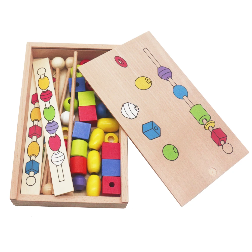 Игрушка montessori деревянный Монтессори бисера Sequencing набор блок игрушечные лошадки