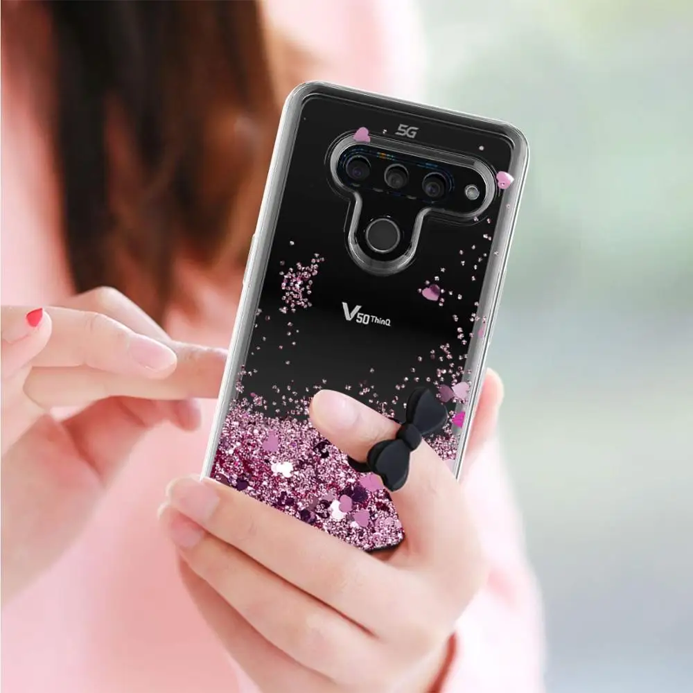Блестящий Жидкий чехол для LG V50 ThinQ 5G силиконовый Dynamic Qicksand Star Cover |