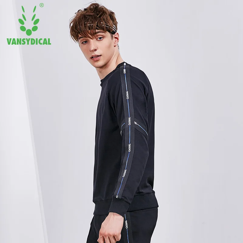 Vansydical Autumn Winter Fitness Running Sports Tops Men's Long Sleeve O-Neck Pullovers Sportswear Exercise Training Sweater | Спорт и