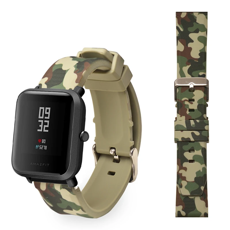 Камуфляжный спортивный силиконовый браслет для Xiaomi Huami Amazfit Bip BIT PACE Lite Youth Smart Watch сменный ремешок Smartwatch