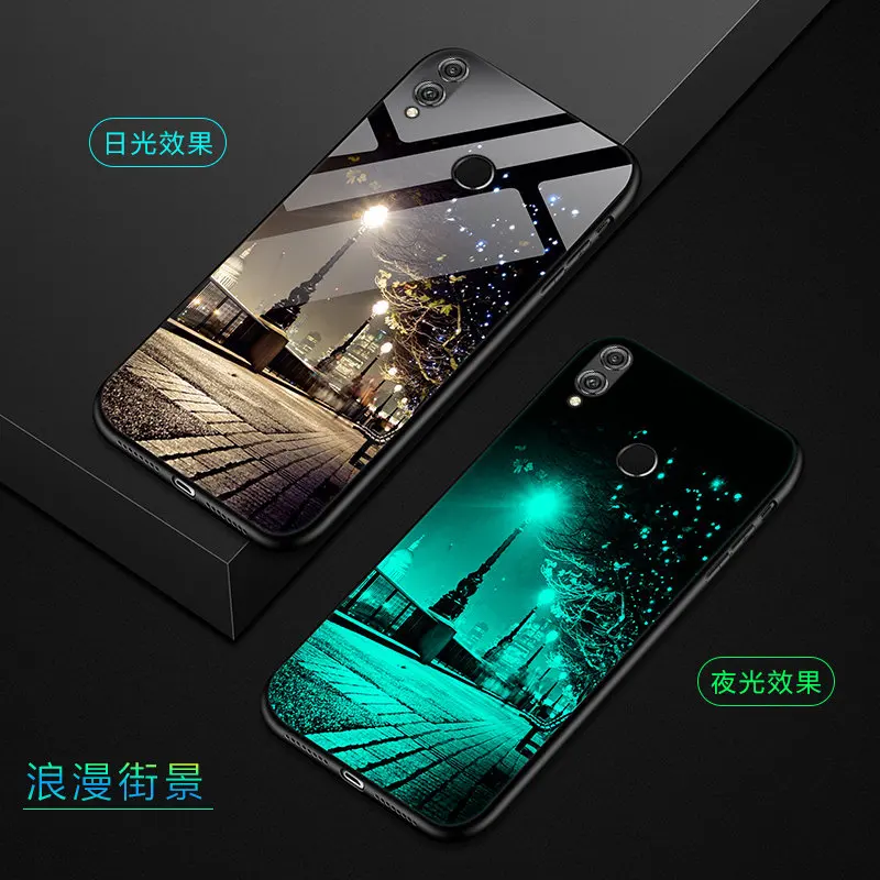 B1 Светящийся чехол для huawei Honor 8X Max, чехол из закаленного стекла, задняя крышка для huawei Enjoy Max, чехол, силиконовый чехол для телефона - Цвет: B1