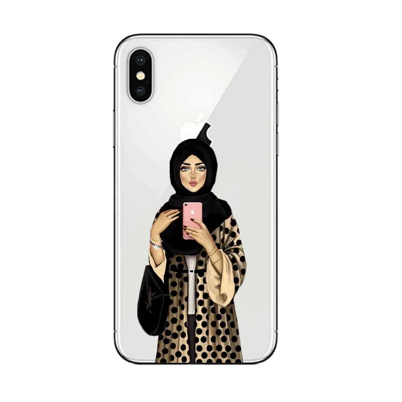 TPU Soft Muslim Мусульманский Исламский хиджаб девушка Глаза Мягкая силиконовая задняя крышка для iPhone 6 6s 7 8 plus X XS MAX XR 5 5S SE Арабская Женская Вуаль телефонные чехлы - Цвет: TPU Soft Muslim