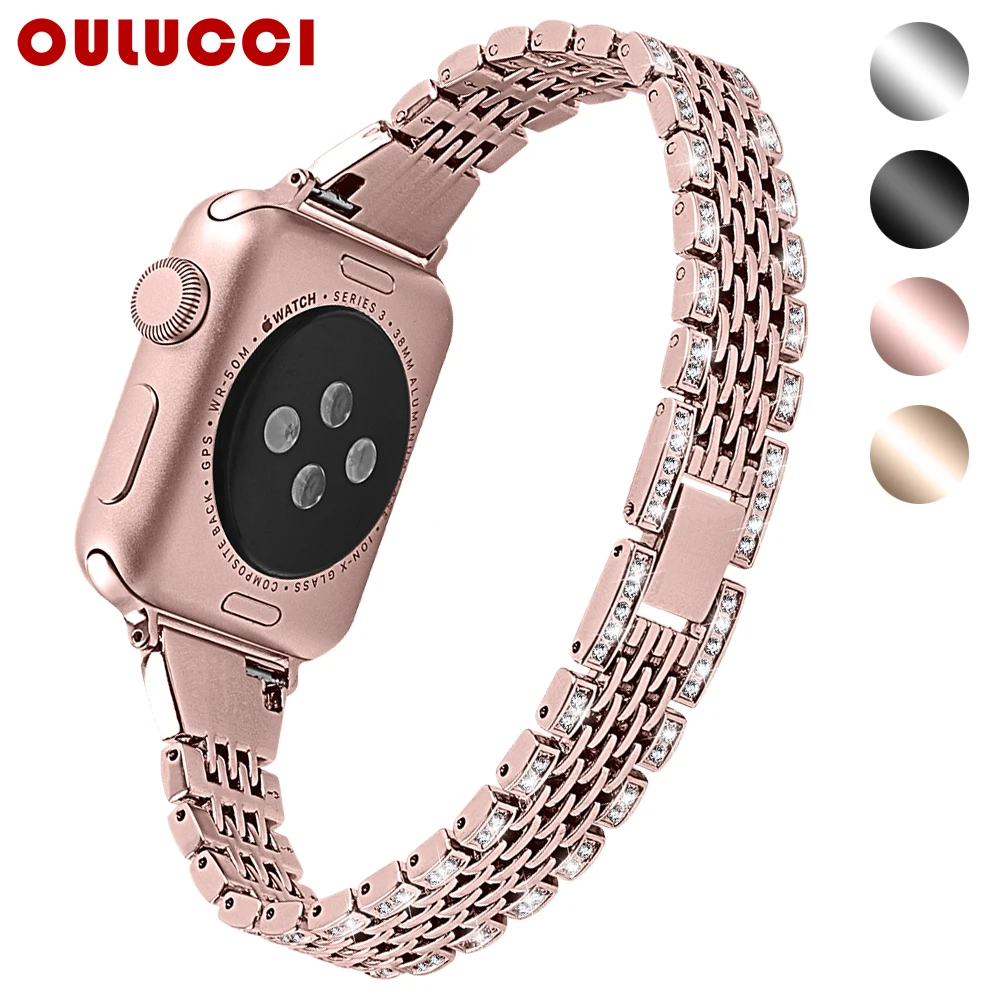 Ремешок Oulucci из нержавеющей стали для часов apple watch металлические звенья браслет