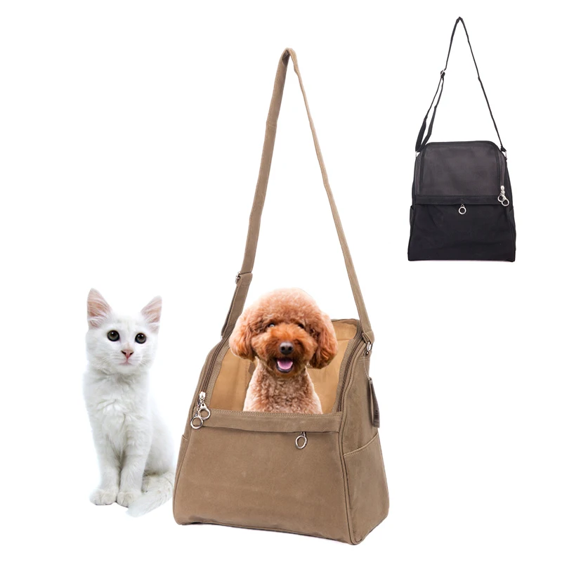 Портативная дорожная сумка для перевозки собак простая стильная коричневая
