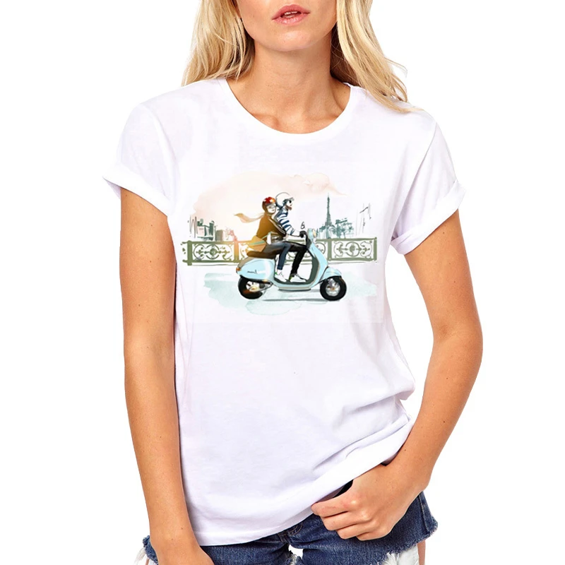 Женская футболка Vespa с принтом скутеров летние топы футболки подарки Прямая