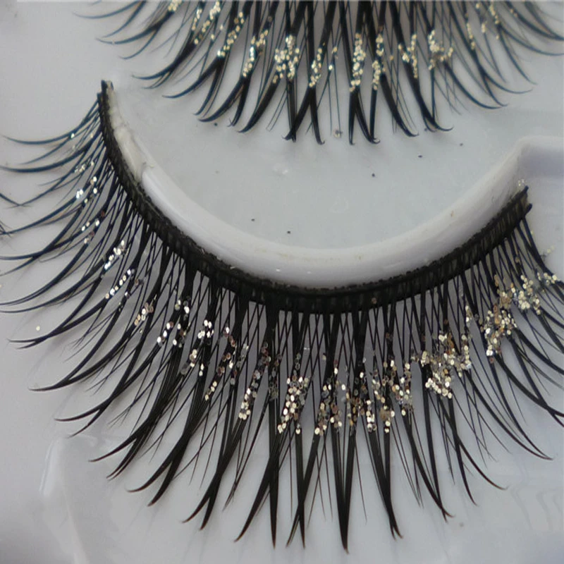 5 пар натуральных накладных ресниц YOKPN с серебряными блестками|eyelashes cross|false eyelashes