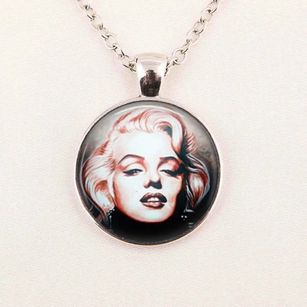 Wholesale Girls Glass Cabochon Necklace Marilyn Monroe Handcrafted Jewelry Photo Pendant Neckalce | Украшения и аксессуары