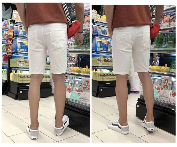 Джинсовые шорты Idopy мужские рваные классические брюки из потертого денима