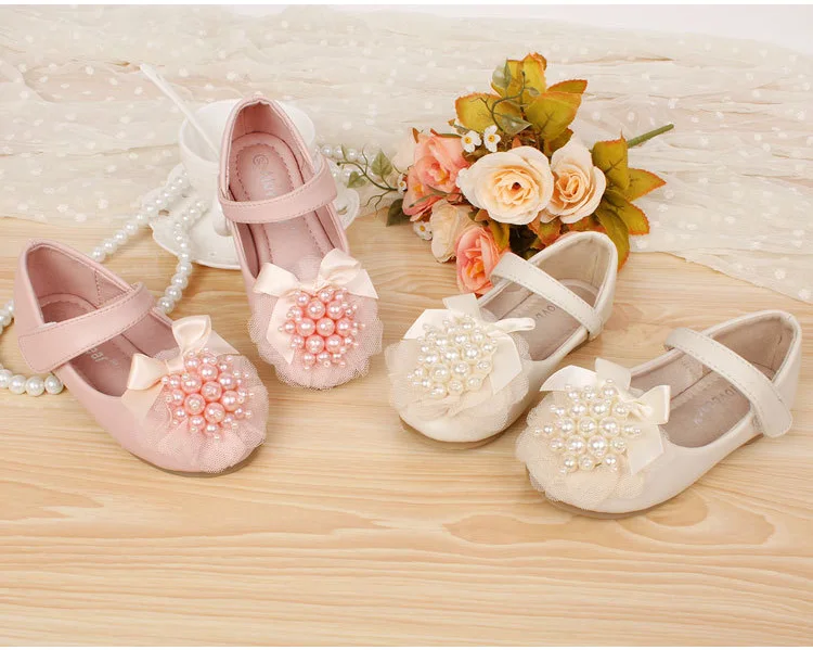ELEVEN STORY Girls pearls shoes kids leather party wedding wear Autumn spring/fall/summer retail 1AS503-28R |