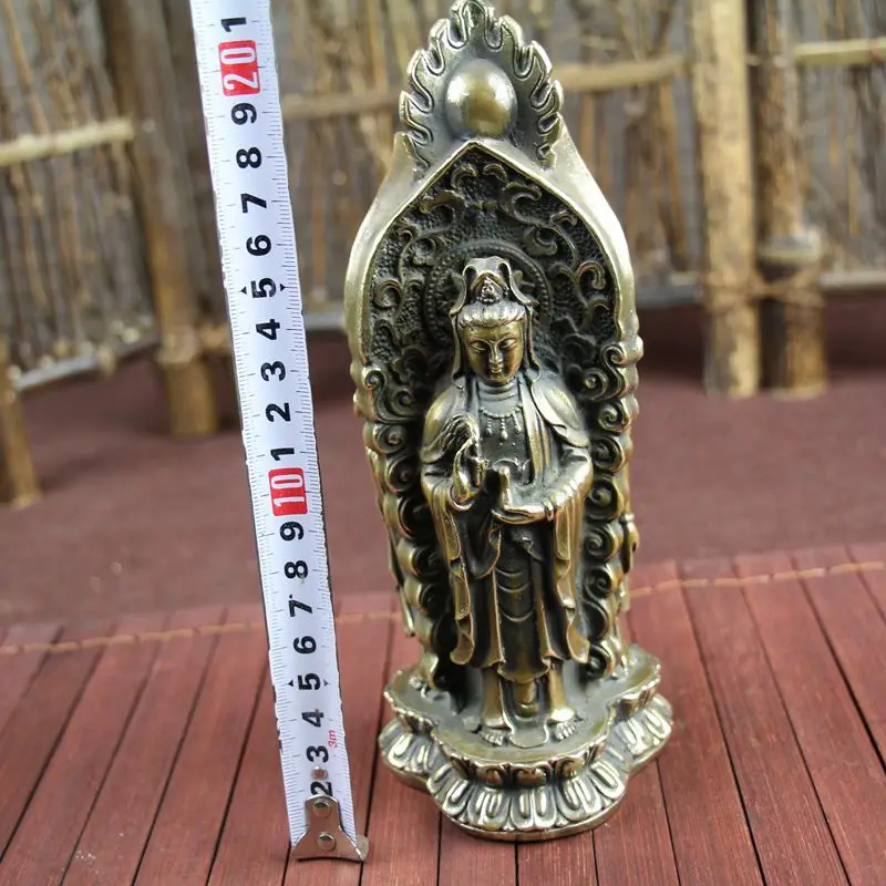 Китай Медь 3 лица Kwan-yin guan yin статуя Будды бесплатная доставка | Дом и сад