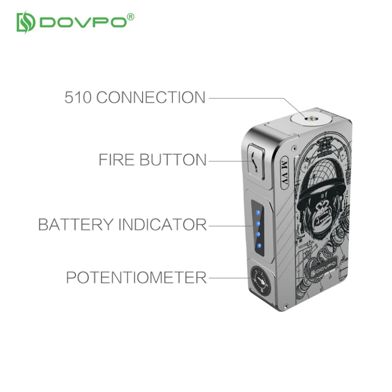 Электронная сигарета мод механический DOVPO M VV 280 Вт 510 резьба MVV мех коробка 18650