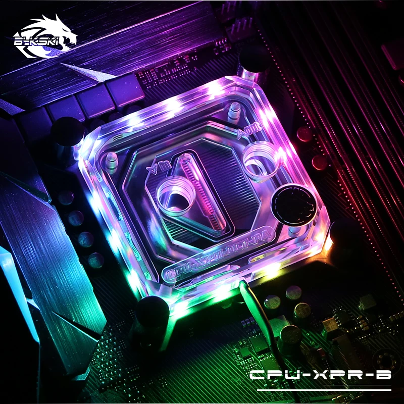 BYKSKI cpu водоблок для INTEL LGA1150 1151 1155 1156 2011X99 прозрачный. Система освещения RBW. Медный