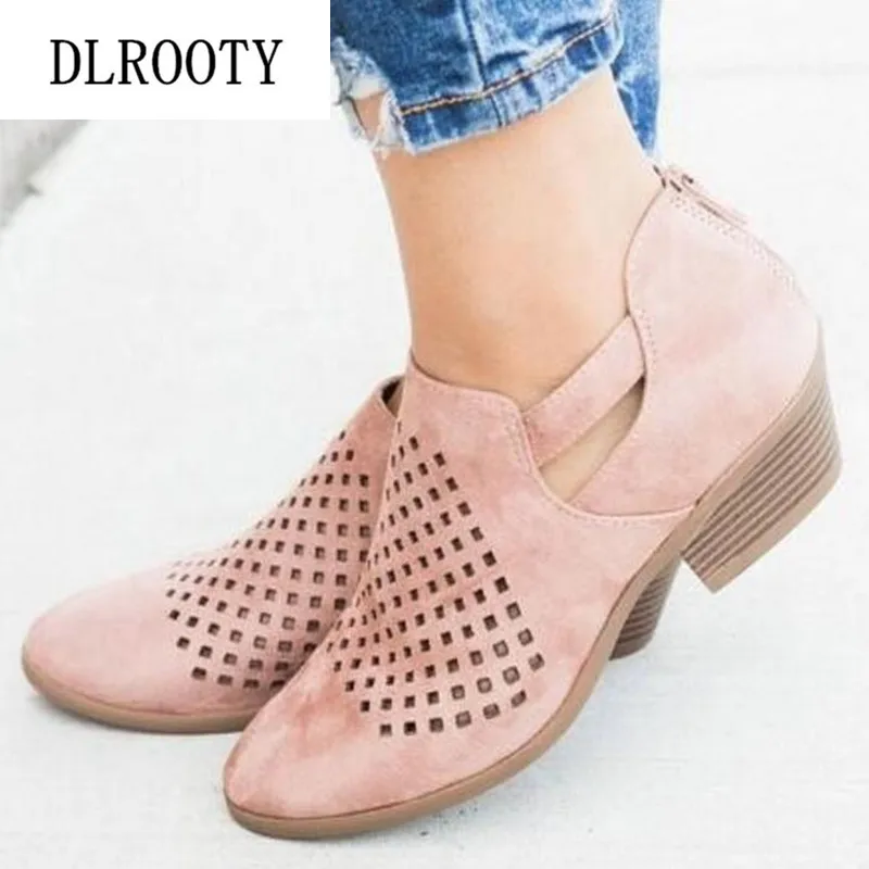 

Women Flats Shoes Sandals Hollow Casual Platform Zip Woman Walking 2019 Summer Fashion Low Heeled Skid Solid Plus Size 35-43