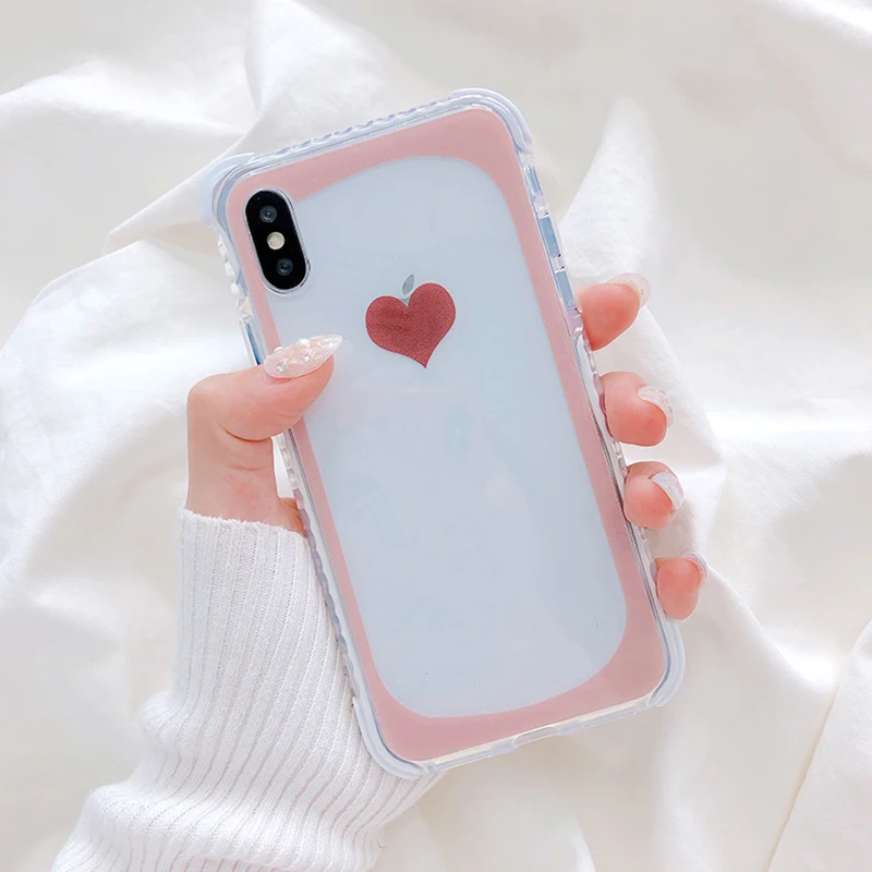 Цветной чехол с сердечком для телефона iPhone 7 8 6 6s Plus Прозрачный X XS Max XR мягкий из