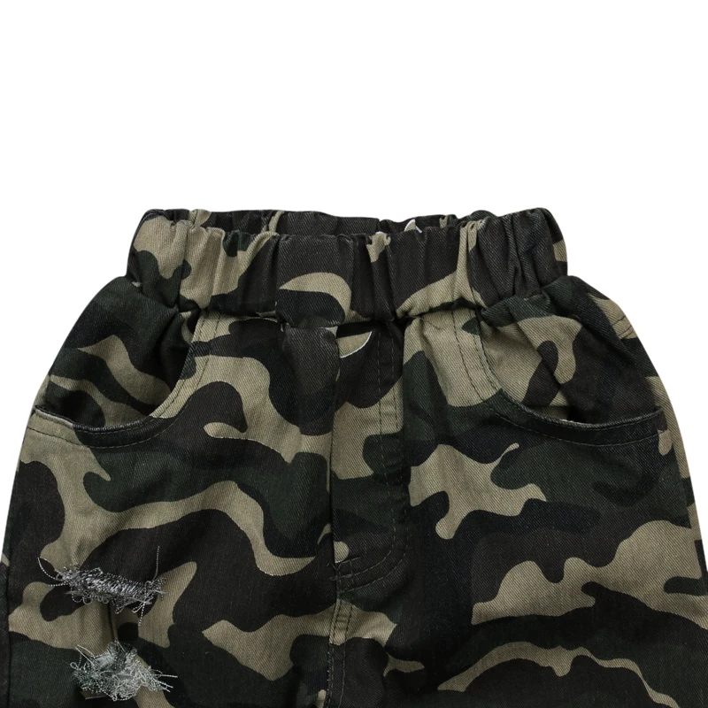 Rorychen/Лидер продаж камуфляжная детская джинсовая футболка для маленьких девочек