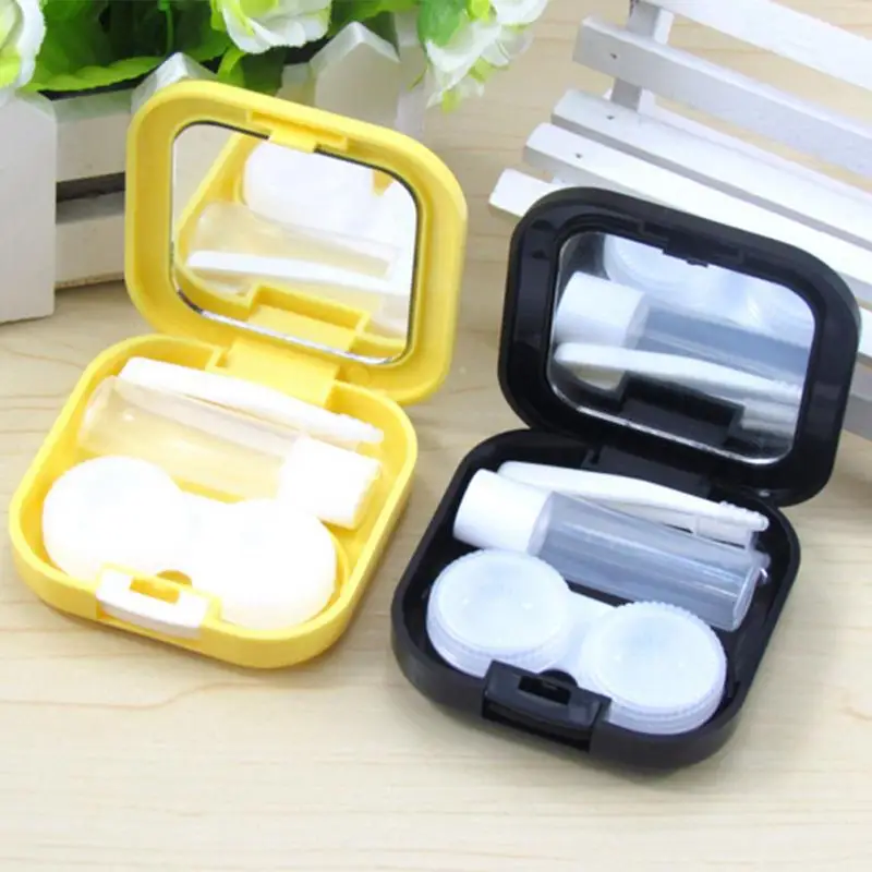 Портативный Контактные линзы Дело контейнер комплект держатель для хранения