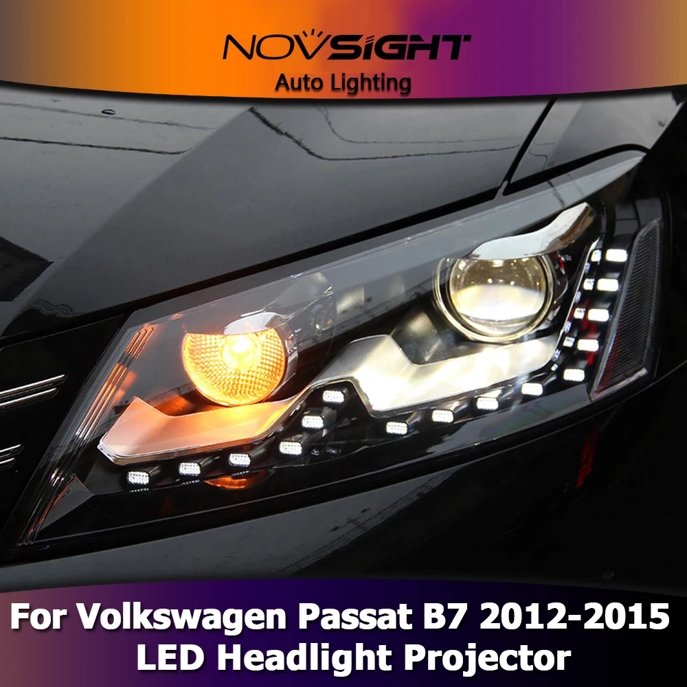 NOVSIGHT 2X светодиодные Налобные прожекторы сборки LED DRL Противотуманные фары для VW Passat B7 2012- американская версия