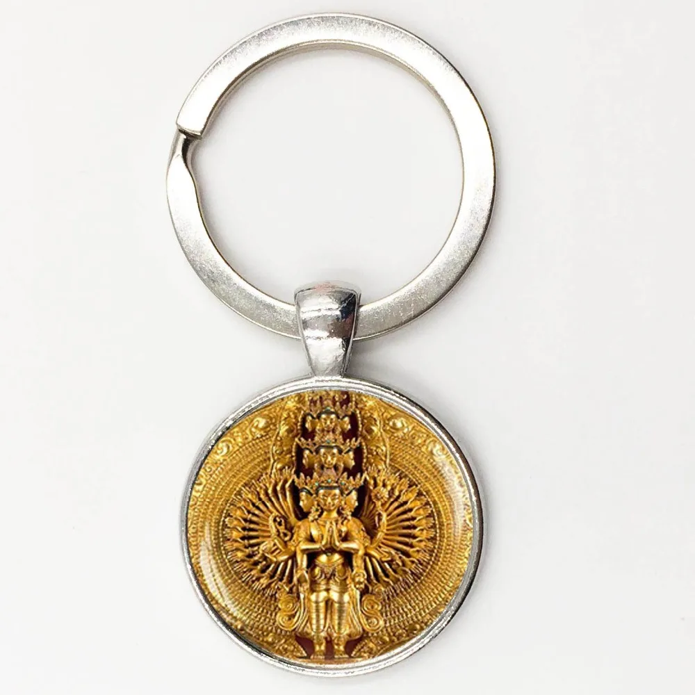 1 шт. бесплатная доставка художественная стеклянная подвеска Мандала брелок