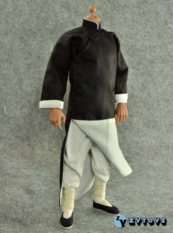 1: 6 шкал черный с длинными рукавами халат костюм классический китайский кунг-фу Мастер костюм ZY15-14 для 1" экшен фигурка аксессуары