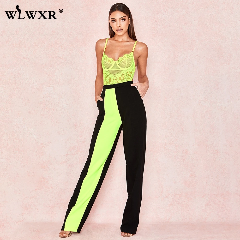 WLWXR открытое прозрачное облегающее кружевное боди для женщин зеленый комбинезон