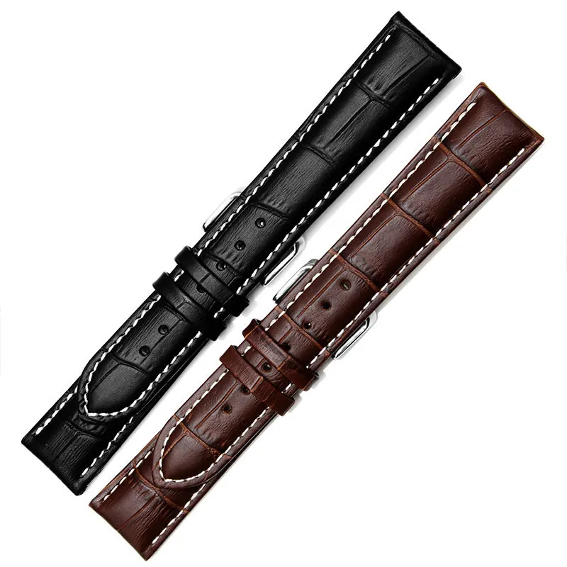 Leather watch band white car line CASIO Seiko CITIZEN leather accessories 18mm 20mm 21mm 22mm no postage. | Наручные часы