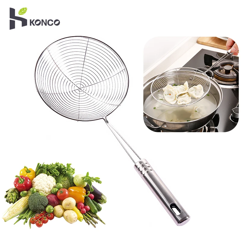 KONCO дуршлаг для жареных продуктов, кухонный сито, сито для пельменей, ложка, многофункциональный Дуршлаг Из Нержавеющей Стали, масляный фильтр для жарки