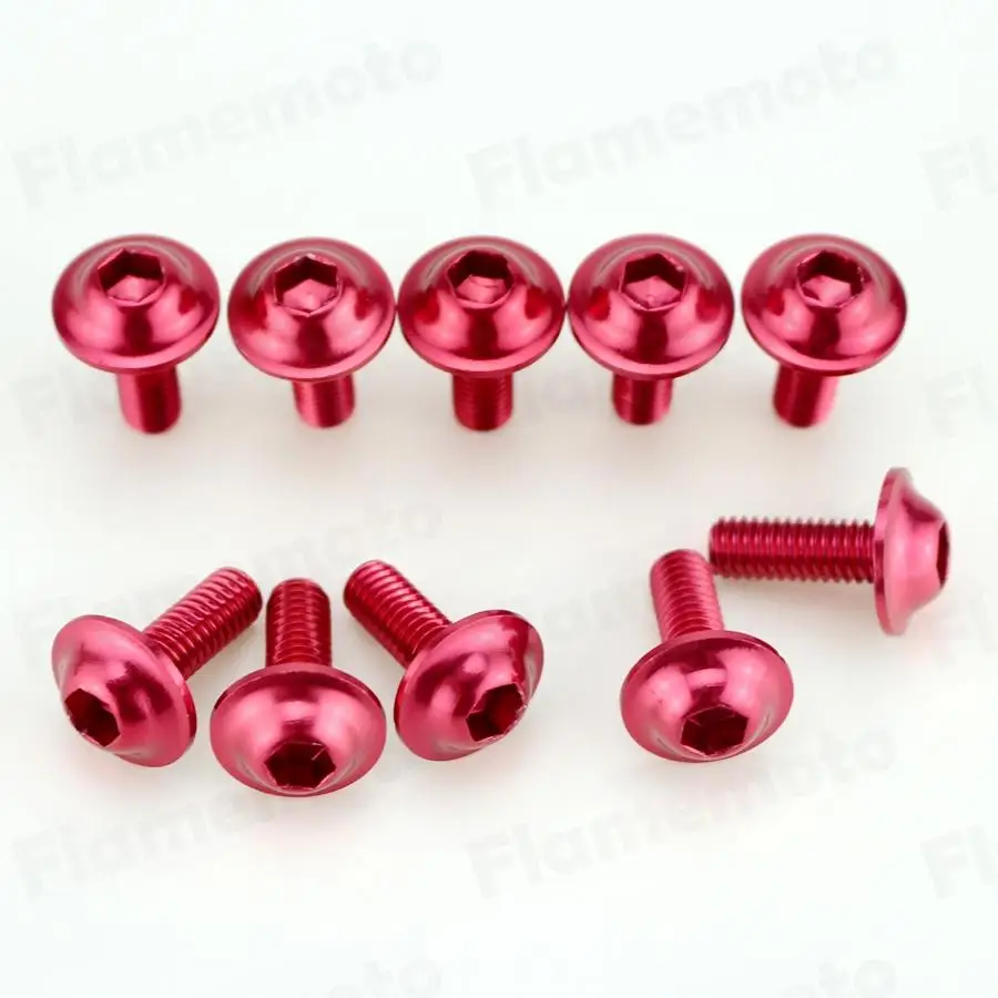 

10pcs Red Bolts Screw 6 x 16mm Aluminum adornment