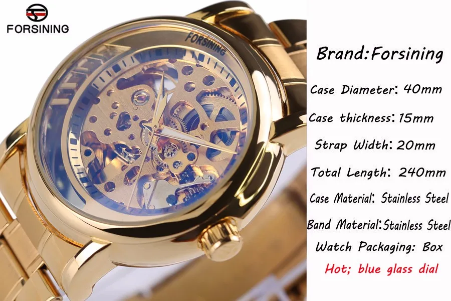 Новинка 2018 золотые часы роскошные Брендовые мужские модные автоматические