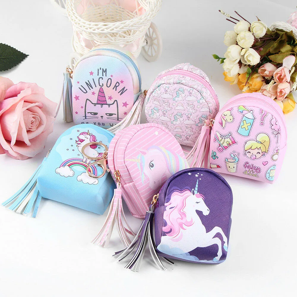 Fashion Women Girls Unicorn Mini Wallet Card Key Holder Zip Coin Purse Clutch Bags Jewelry Keys Pouch For Woman Cute | Багаж и сумки