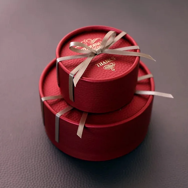 Luxury Red Wedding Chocolate Gift Boxes With Gold Ribbon Small Candy Box Favors For Party Guests Souvenir Packaging High Quality