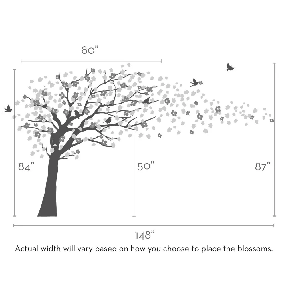 Наклейка на стену с цветущим вишневым деревом для детской принцессы спальни