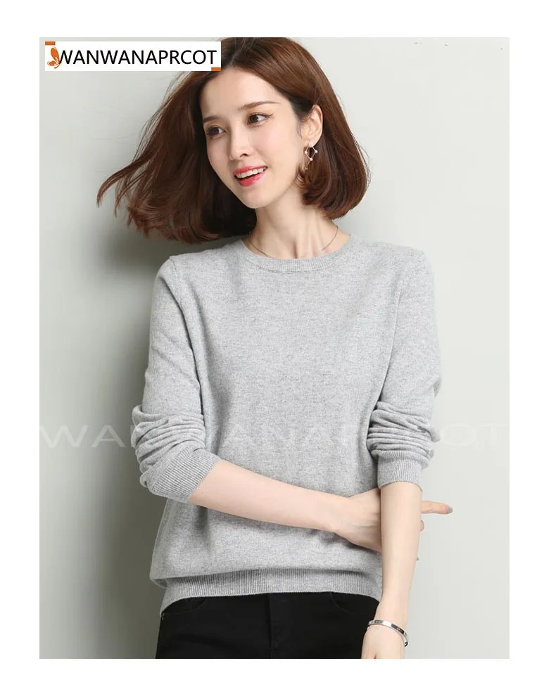 Женский трикотажный кашемировый свитер с круглым вырезом | Женская одежда