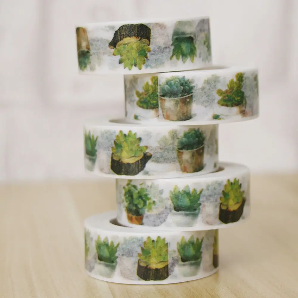 

Masking Tape Potted Plants Succulents Pattern School Office Adhesive Scrapbooking