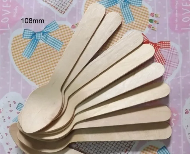 

Одноразовая деревянная посуда mudao, деревянная ложка для торта, кофе, мороженого, деревянная ложка 108 мм