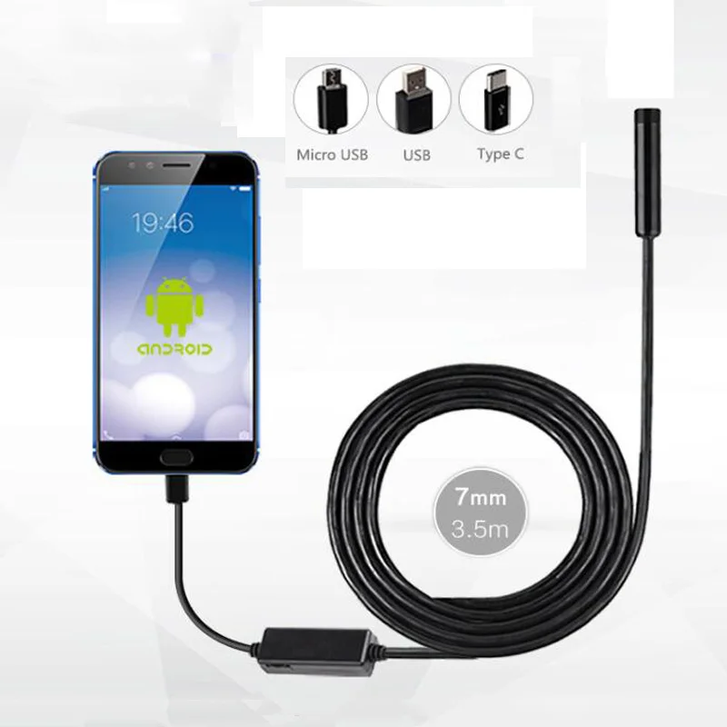 3 в 1 эндоскоп камера 7 мм USB мини IP67 водонепроницаемая 6 LED эндоскопия для Windows Macbook PC
