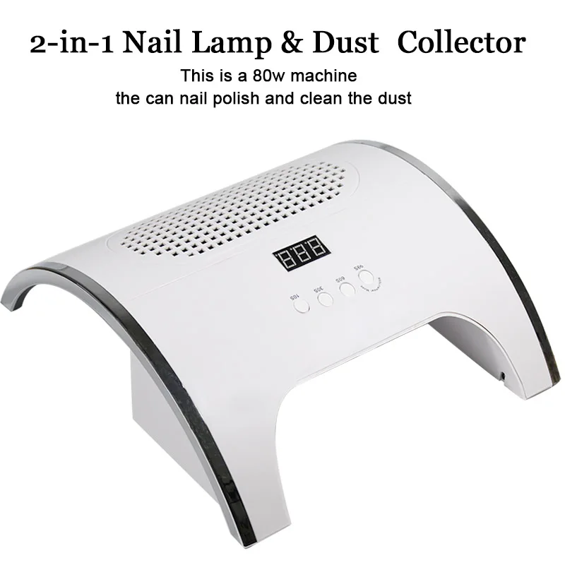 24/72/80W LED 2In UV LED Nail Lamp Infrared induction 10/30/60/99s with Nail Duct Suction 2 Fan Vacuum Cleaner For Manicure Tool