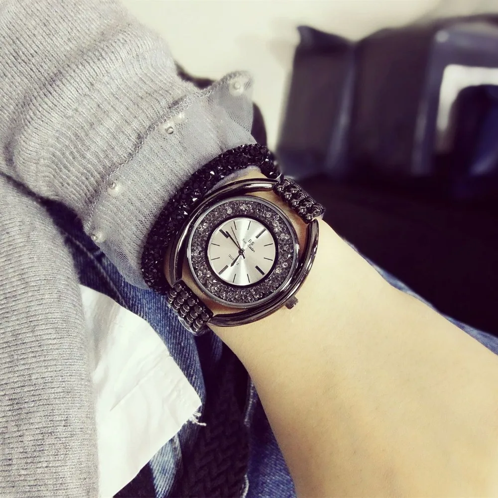 Женские кварцевые часы со стразами повседневные золотистые наручные 2017|watch at|watch